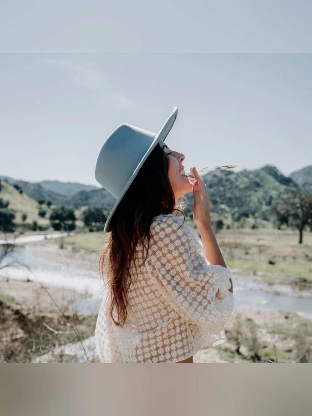 Women's Wide-Brim Felt Hat - Light Blue